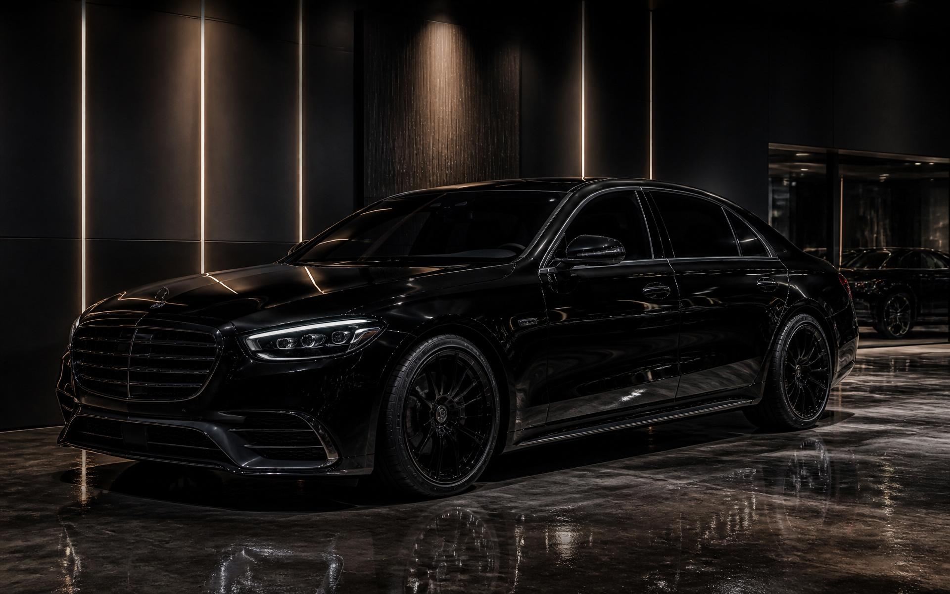 Sedan mewah dengan kaca film premium di showroom Prabu Film